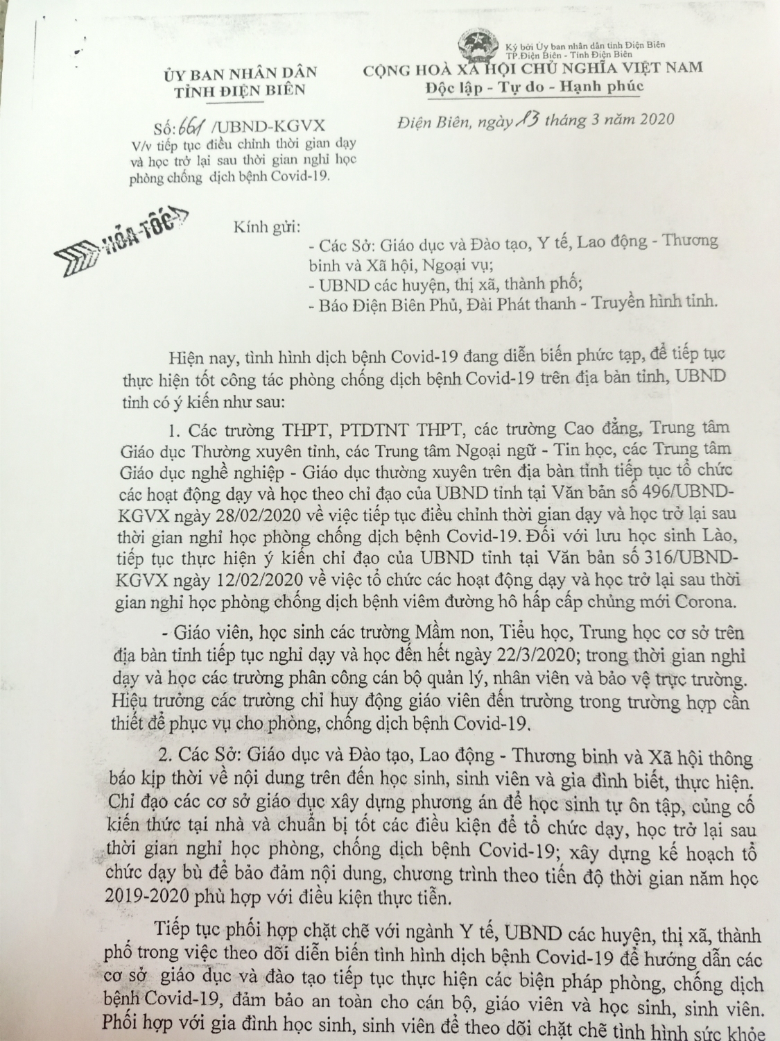 THÔNG BÁO HỎA TỐC VỀ VIỆC TIẾP TỤC CHO HỌC SINH NGHỈ HỌC ĐỂ PHÒNG TRÁNH DỊCH BỆNH COVID-19