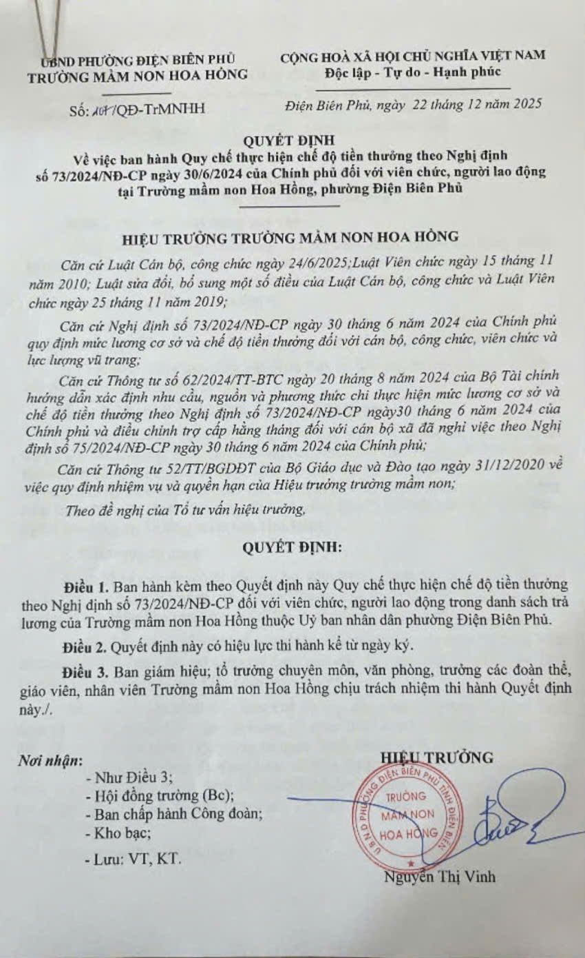 CÔNG KHAI KHEN THƯỞNG THEO NGHỊ ĐỊNH SỐ 73/2024/NĐ-CP NGÀY 30/6/2024